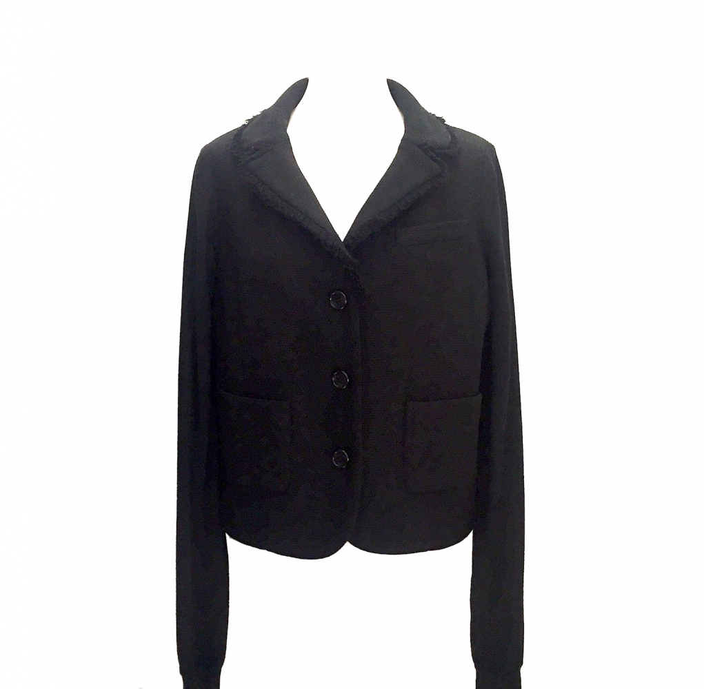 Christian Dior Dior jacket in black mohair tweed front with fine knit sleeves