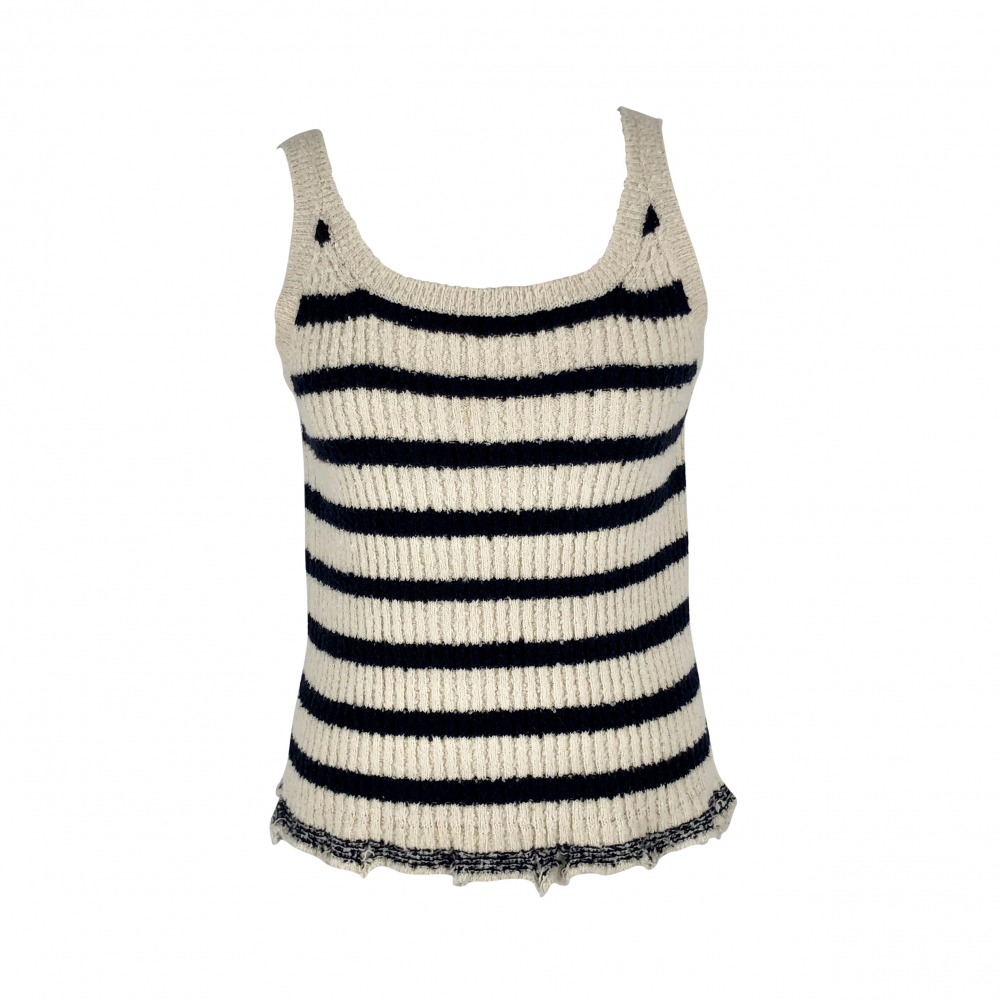Christian Dior tank top in white and navy stripes