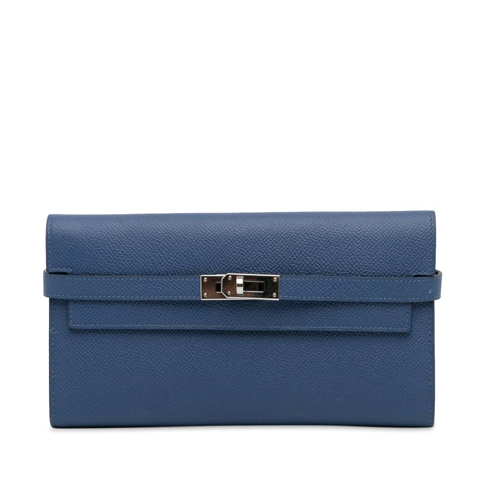 Hermès AB Hermès Blue Calf Leather Epsom Classic Kelly Wallet France