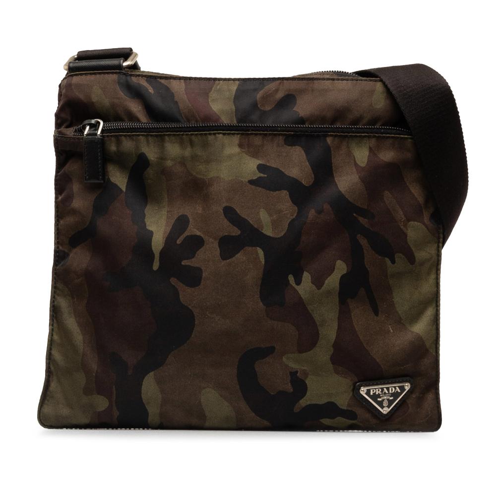Prada AB Prada Brown Nylon Fabric Tessuto Camouflage Crossbody Bag Italy
