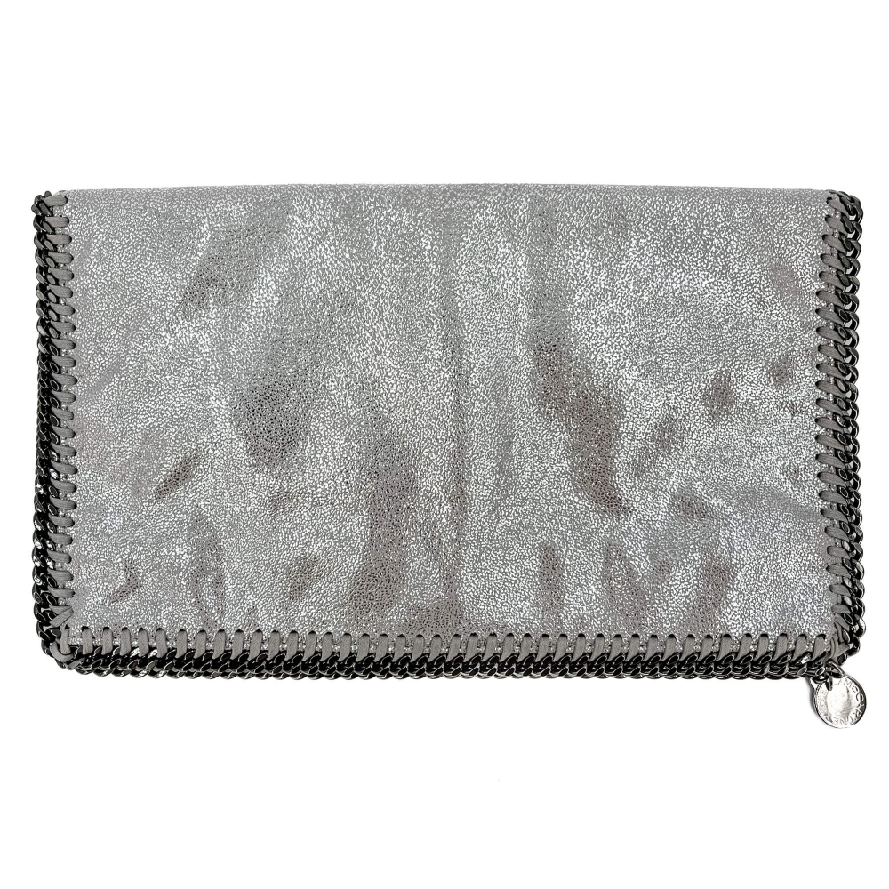 Stella McCartney Falabella Fold-Over NS Recycled Material  Bag Metallic Silver