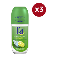 Fa Déodorant Roll On 'Caribbean Lemon' - 50 ml, 3 Pack