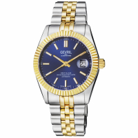 Gevril West Village Men's Swiss Automatic Sellita SW200 Blue dial Two toned SS IPYG 316L Stainless Steel Watch