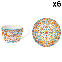 Easy Life Set 6 Porcelain Cup & Saucer 240ml. Mediterraneo