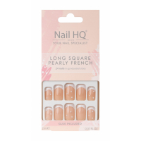Nail HQ 'Long Square Pearly French' Fake Nails -24 Pieces