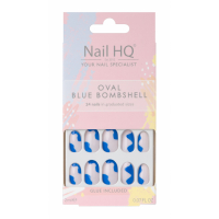 Nail HQ 'Oval Blue Bombshell' Fake Nails -24 Pieces