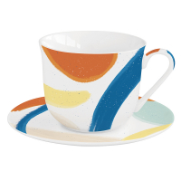 Easy Life Porcelain Breakfast Cup & Saucer 370ml. in Color Box Alegria
