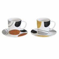 Easy Life Set 2 Assorted Porcelain Coffee Cups & Saucers 120ml in Color Box Elements