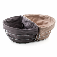 Evviva Bread Basket In Metal And Fabric 2 Compartments