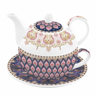 Easy Life Tea Set For One in Porcelain 350ml + 350ml in Colour Box Atmosphere Peacock