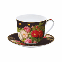 Easy Life Porcelain Breakfast Cup And Saucer 400ml in Color Box Victorian Garden