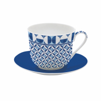 Easy Life High Quality Breakfast Cup & Saucer 400ml in C.B. Geometric