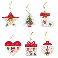 Easy Life Set 6 Porcelain Christmas Tree Decoration Dia.Cm.7 In C.Box Christmas Ornaments