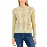 Tommy Hilfiger Women's 'Open-Stitch Argyle Metallic' Sweater