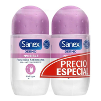 Sanex Déodorant Roll On 'Dermo Invisible Duo' - 50 ml, 2 Pièces