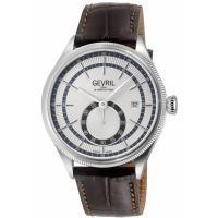 Gevril Men's Empire, SS Case, Silver Dial, Genuine Italian Handmade Brown Leather Strap Watch