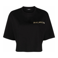 Balmain T-Shirt court 'Logo-Appliqué' pour Femmes