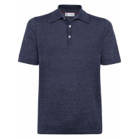 Brunello Cucinelli Men's 'Ribbed-Collar Slub-Texture' Polo Shirt