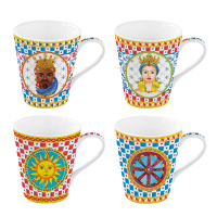 Easy Life Set 4 Porcelain Mugs 300ml in Gift Box Sicily