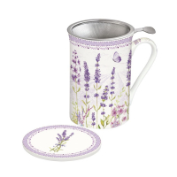 Easy Life Mug 300ml With Lid And Metal Infuser Lavender Field