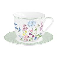 Easy Life Porcelain Breakfast Cup & Saucer 370ml in Color Box Floraison