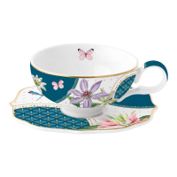 Easy Life Porcelain Coffee Cup & Saucer 120ml in Color Box Voyage Tropical
