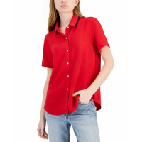 Tommy Hilfiger Women's 'Ribbed-Collar' Short sleeve shirt
