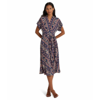 LAUREN Ralph Lauren 'Geo-Stripe Belted Crepe' Midi Kleid für Damen