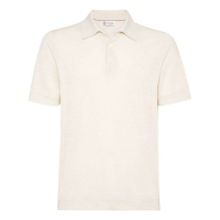Brunello Cucinelli Men's 'Ribbed-Collar Slub-Texture' Polo Shirt