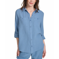 Calvin Klein Jeans Women's 'Button-Down Roll-Tab-Sleeve' Shirt