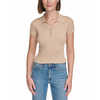 Calvin Klein Jeans 'Ribbed Quarter-Button' Polohemd für Damen