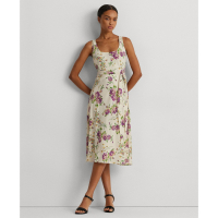 LAUREN Ralph Lauren Women's 'Floral Belted' Midi Dress