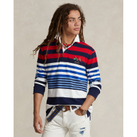Polo Ralph Lauren Men's 'Classic Fit Striped Rugby' Long-Sleeve Polo Shirt