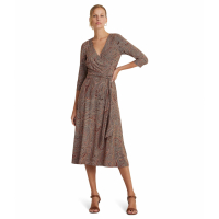 LAUREN Ralph Lauren 'Paisley Surplice Stretch' Midi Kleid für Damen