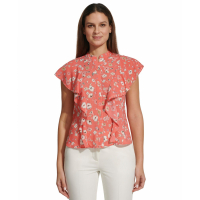 Tommy Hilfiger Women's 'Floral-Print Ruffled' Short sleeve Blouse