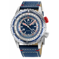 Gevril Gv2 Contasecondi Men's Blue/Red Dial Blue Calfskin Leather Watch