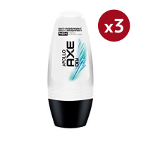Axe 'Apollo Dry' Roll-On Deodorant - 50 ml - Pack of 3
