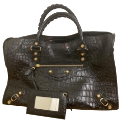 Balenciaga Classic city Gold Crocodile