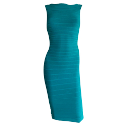 Herve Leger Robe Vert Turquoise