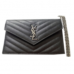 Yves Saint Laurent ENVELOPE CHAIN WALLET IN GRAIN DE POUDRE EMBOSSED LEATHER