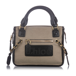 Chloé B Chloe Brown Khaki with Black Canvas Fabric Haley Handbag ROMANIA