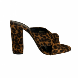 Saint Laurent Mules Suede Vertigo Leopard