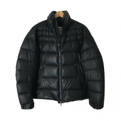 Moncler schwarze Lederjacke für Männer