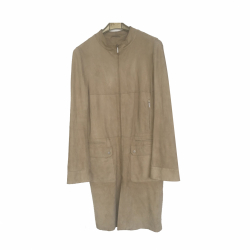 Max Mara Beigefarbener Wildledermantel