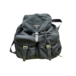 Prada B Prada Schwarz Nylon Stoff Tessuto Kordelzug Rucksack Italien