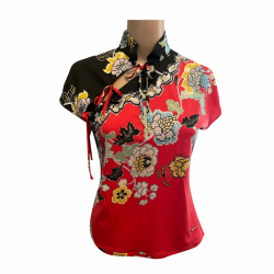 Roberto Cavalli Chemisier noir/rouge/imprimé