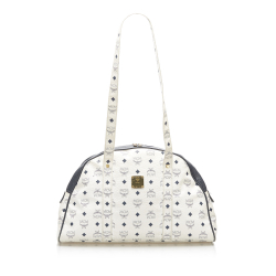 MCM B MCM White Calf Leather Visetos Bowling Shoulder Bag Germany