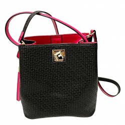 Ted Lapidus Schwarz und rosa Vinyl Tasche