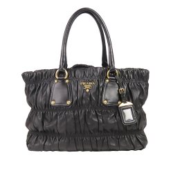 Prada B Prada Black Lambskin Leather Leather Nappa Gaufre Handbag Italy