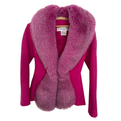 Christian Dior Laine avec col en fourrure